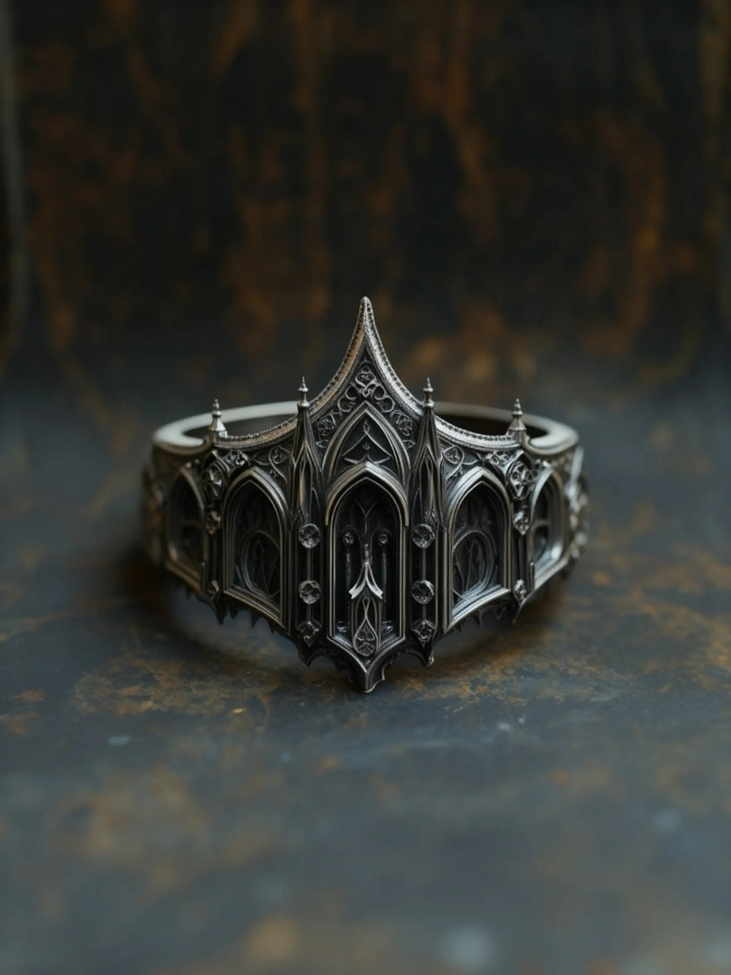 Cathedral Crown Ring, Gothic cathedral facade detail