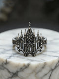 Sacred Gateway Cathedral Ring – gothic 925 sterling silver openwork lancet arch ring, front view