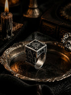 The heavy Gothic cathedral Lord's Signet ring in 925 sterling silver, full view
