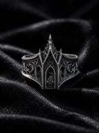Gothic 925 sterling silver cathedral lancet arch ring — soaring pointed arch band front view