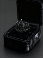 Rampart Crown Ring displayed in a black velvet ring box