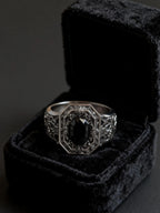 Cathedral Onyx Ring – No Name Craft Co. gothic alternative engagement ring, dark academia