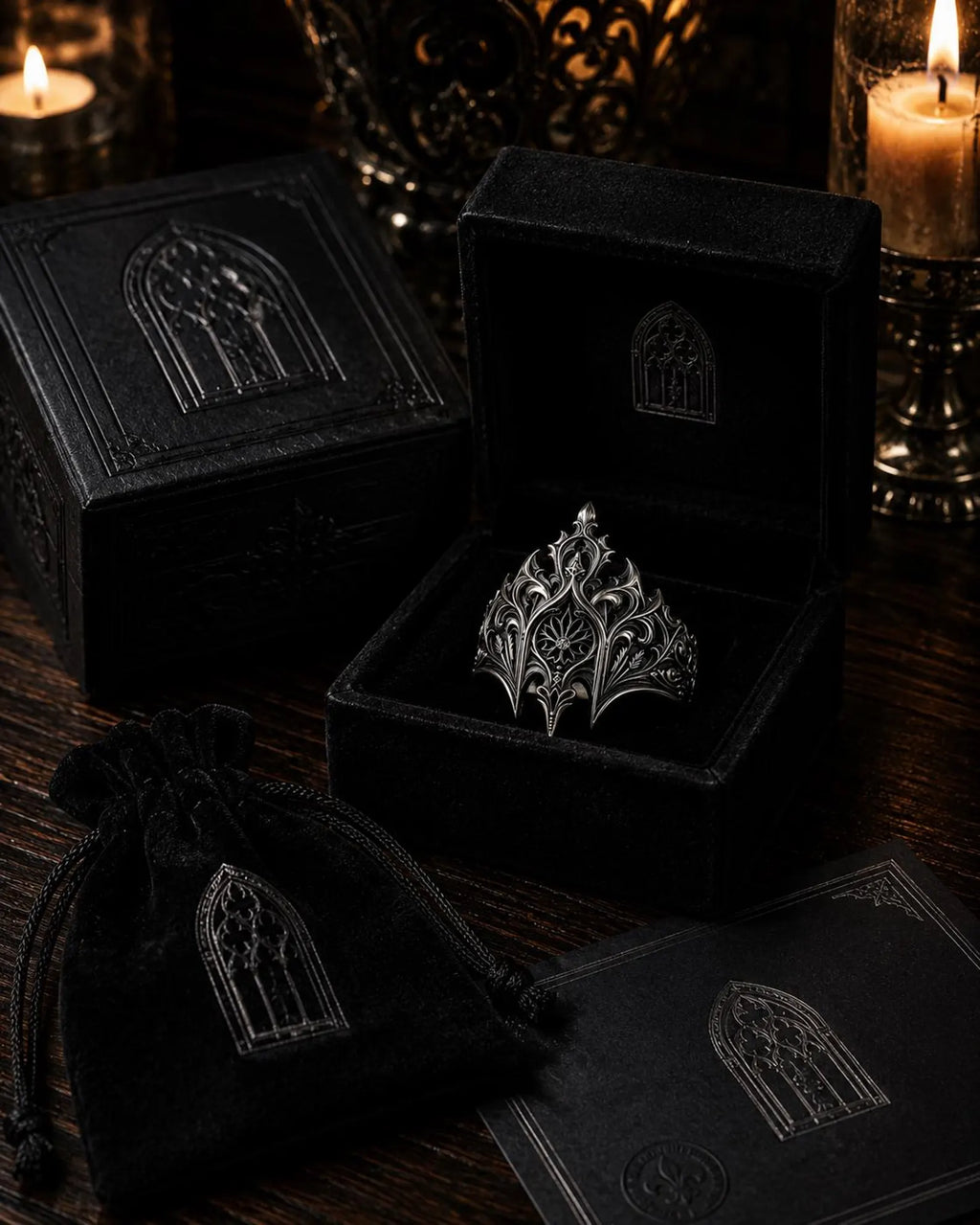 Elven Crown Ring back view showing the scrollwork and band