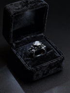 Brutalist Metal Solitaire Ring in 925 sterling silver, full view