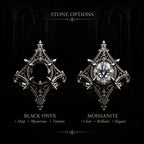 Stone option comparison for Midnight Star Neo-Gothic ring: Black Onyx versus Moissanite