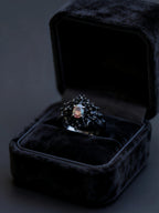 Dark Bloom gothic dark-naturalism statement ring in oxidized 925 sterling silver, full view