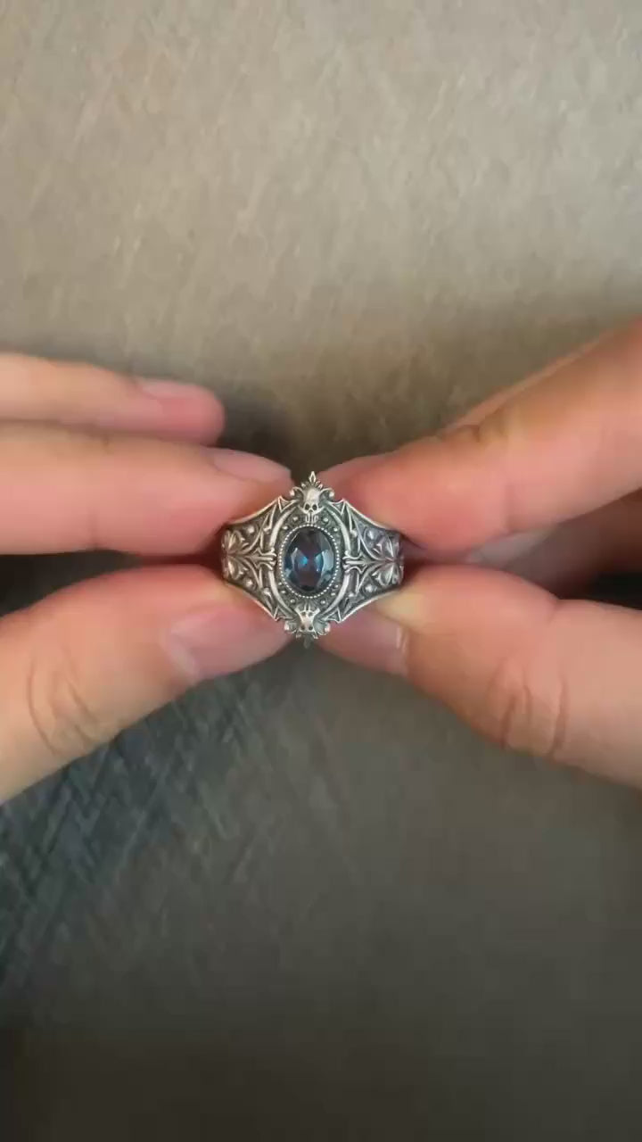 No Name Craft Co. Victorian Memento Mori Skull Ring video — handcrafted 925 sterling silver with skull reliefs